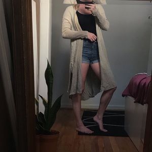Cream dyed sweeper cardigan